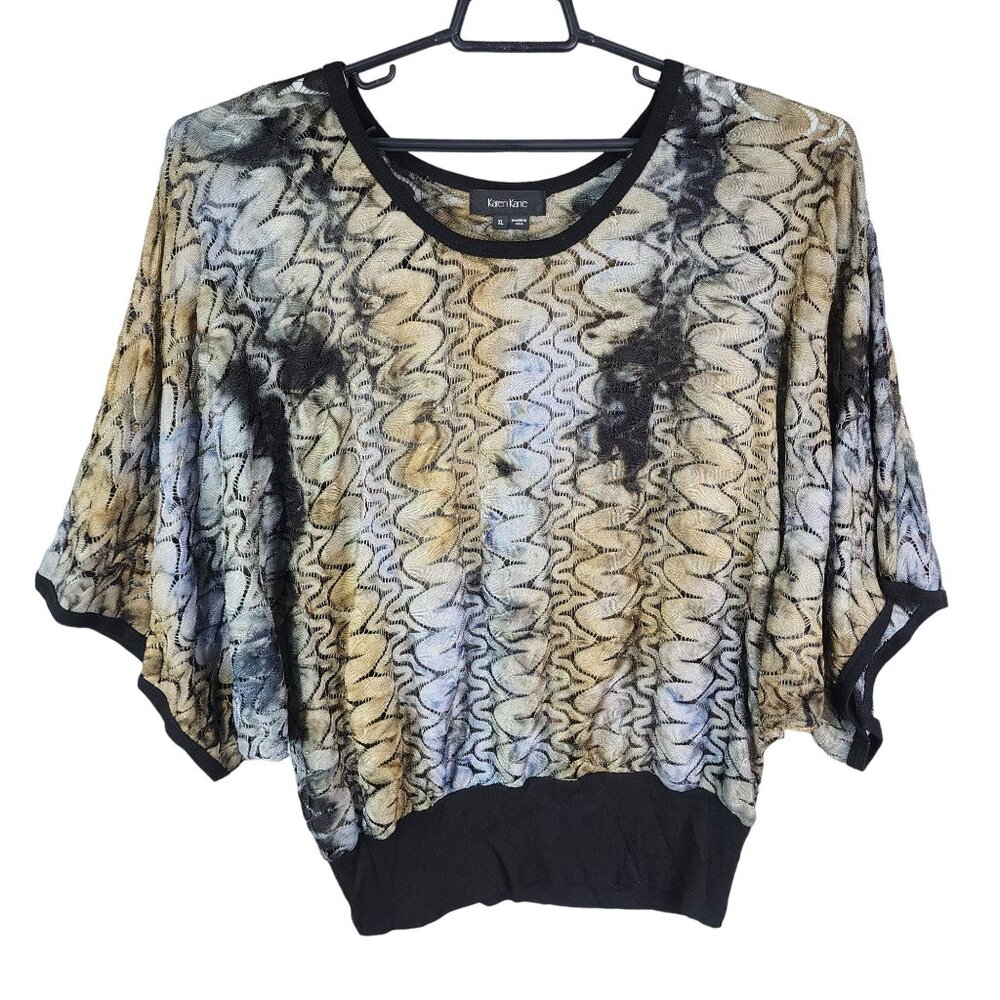 Women's Karen Kane Top Blouse Abstract Patterned Batwing Sleeve Size XL